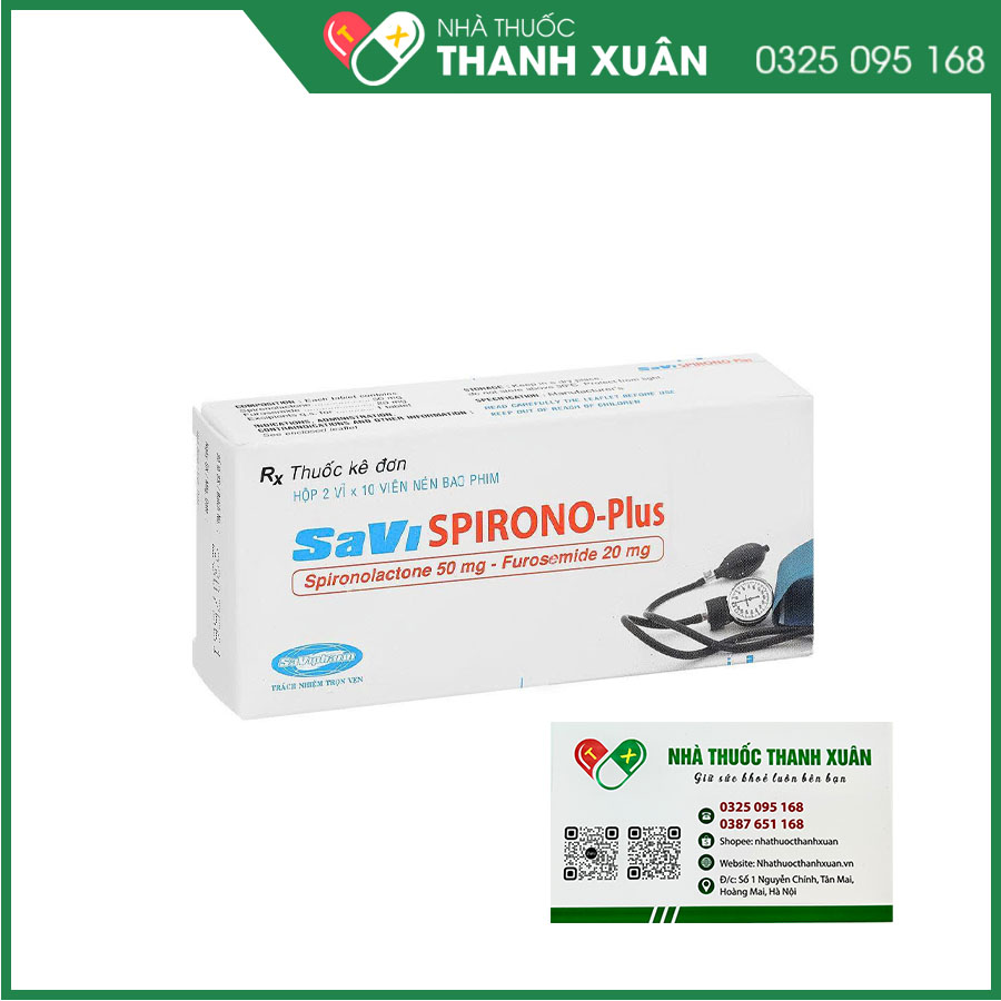 Savispirono-Plus thuốc điều trị tăng huyết áp, suy tim xung huyết mãn tính, xơ gan tích tụ dịch lỏng, chứng tăng tiết aldosteron
